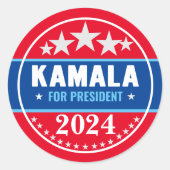 Kamala Harris 2024社長へ ラウンドシール (正面)