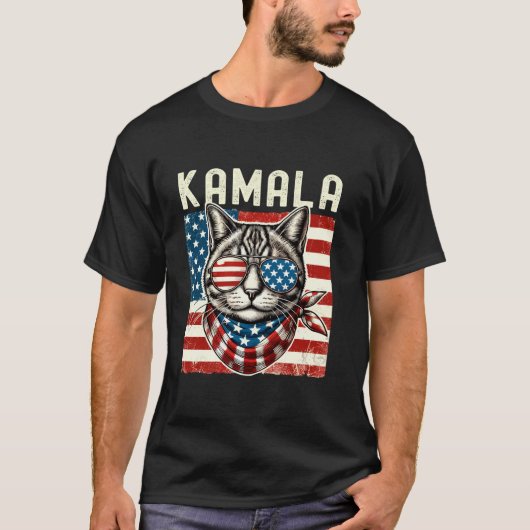 Kamala Harris 2024社長Kamala Cat Lady 2024 Tシャツ (正面)