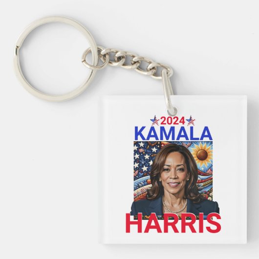 Kamala Harris 2024赤、白、青 キーホルダー (正面)