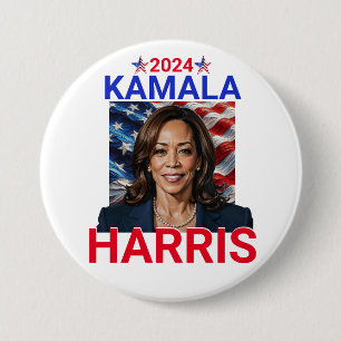 Kamala Harris 2024赤、白、青 缶バッジ