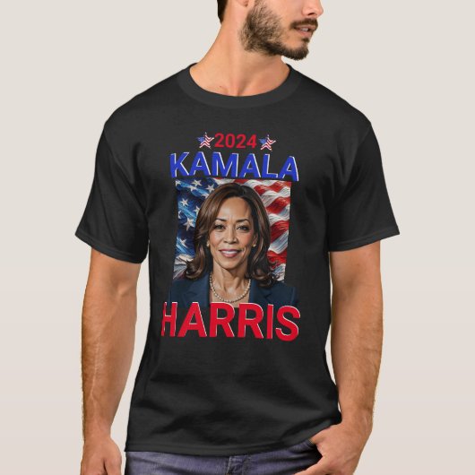 Kamala Harris 2024赤、白、青 Tシャツ (正面)