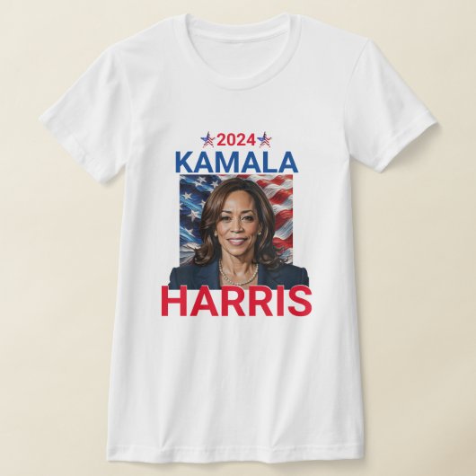 Kamala Harris 2024赤、白、青 Tシャツ (レイダウン)
