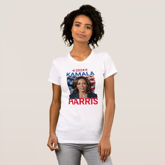 Kamala Harris 2024赤、白、青 Tシャツ (正面フル)