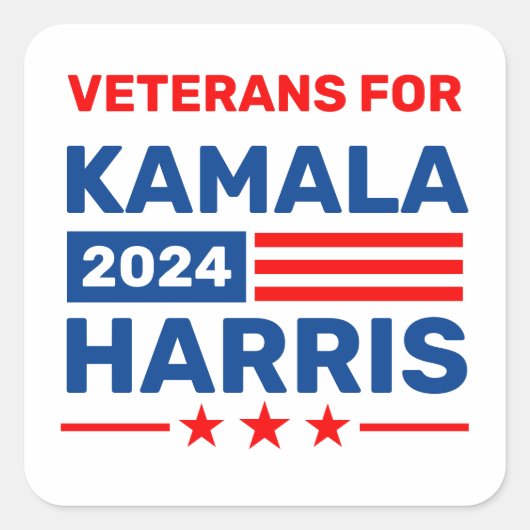 Kamala Harris 2024選挙の退役軍人 スクエアシール (正面)