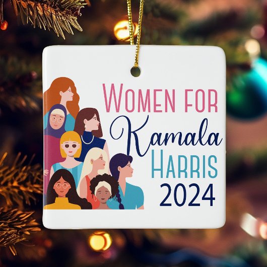 Kamala Harris 2024選挙クリスマスのための女性 セラミックオーナメント