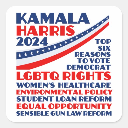 Kamala Harris 2024選挙民主党綱領 スクエアシール (正面)