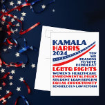 Kamala Harris 2024選挙民主党綱領 ポストカード<br><div class="desc">2024年の選挙でカマラハリス大統領に投票大統領のし、民主的なパーティープラットフォームを支援する。この民主党葉書は、LGBTQの権利、女性の医療、環境政策、学生ローン改革、少数派と女性の平等な機会、賢明な銃の法律、およびその他の価値の6つの理由のリストを示している。青と赤の文字で人々にあなたの政治的信念を示しなさい。</div>