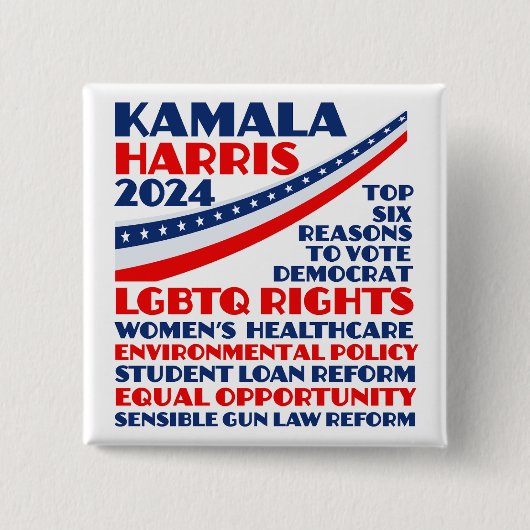 Kamala Harris 2024選挙民主党綱領 缶バッジ (正面)