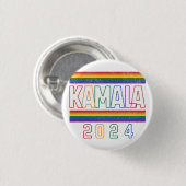 Kamala Harris 2024 レインボー LGBTQ レトロ 缶バッジ (正面&裏面)