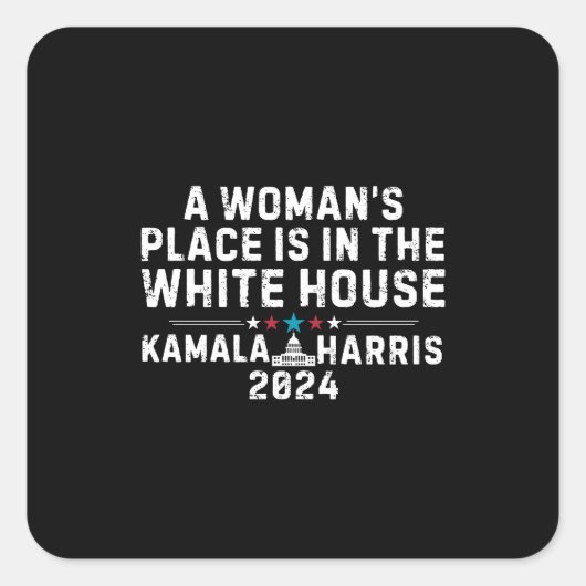 Kamala Harris 2024 – 女性の場所はウィットにある スクエアシール (正面)
