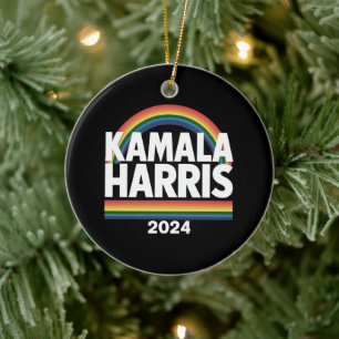 Kamala Harris 2024 虹 ゲイ プライド LGBT 選挙 セラミックオーナメント
