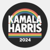 Kamala Harris 2024 虹 ゲイ プライド LGBT 選挙 ラウンドシール (正面)
