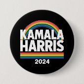 Kamala Harris 2024 虹 ゲイ プライド LGBT 選挙 缶バッジ (正面)