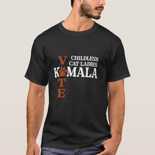 Kamala Harris 2024 Cの子どもいない猫レディース投票 Tシャツ (正面)