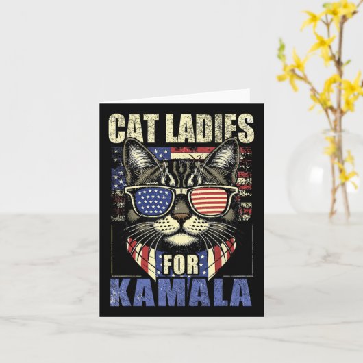 Kamala Harris 2024 Electiの子どものいない猫レディース カード (黄色い花)