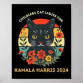 Kamala Harris 2024 Electiの子どものいない猫レディース ポスター (正面)