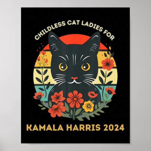 Kamala Harris 2024 Electiの子どものいない猫レディース ポスター (正面)
