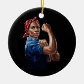 Kamala Harris 2024 Rosie The Riveter Chilless Cat セラミックオーナメント (正面)
