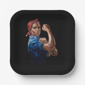 Kamala Harris 2024 Rosie The Riveter Chilless Cat ペーパープレート (正面)