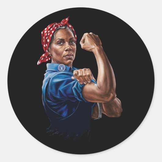 Kamala Harris 2024 Rosie The Riveter Chilless Cat ラウンドシール (正面)
