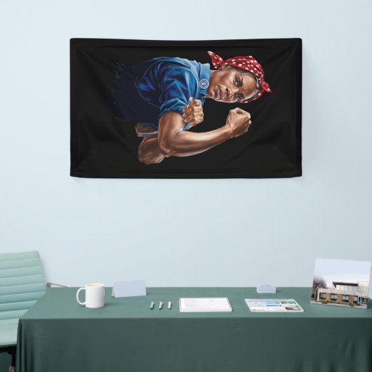 Kamala Harris 2024 Rosie The Riveter Chilless Cat 横断幕 (トレードショー)