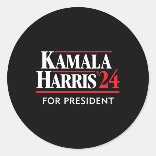 Kamala Harris 24 For President 2024 ラウンドシール (正面)