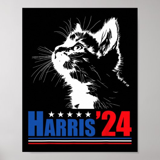Kamala Harris 24 Usa Elecの子どもいない猫レディース ポスター (正面)