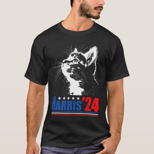 Kamala Harris 24 Usa Elecの子どもいない猫レディース Tシャツ (正面)