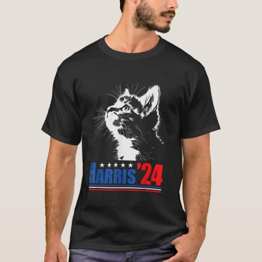 Kamala Harris 24 USA Elec用の子どものいない猫レディース Tシャツ (正面)