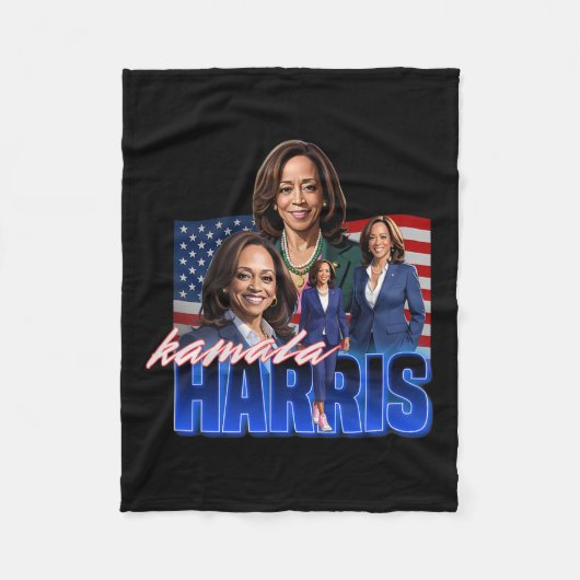 Kamala Harris American Flag Bootleg Reboot フリースブランケット (正面)