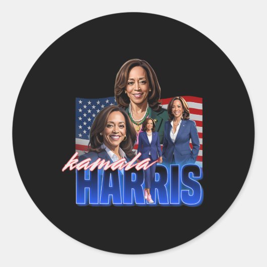 Kamala Harris American Flag Bootleg Reboot ラウンドシール (正面)