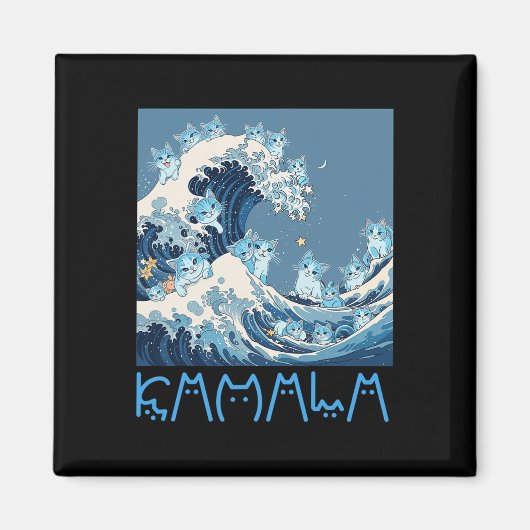 Kamala Harris Blue Cats Wave - For おもしろい Cat Owner マグネット (正面)