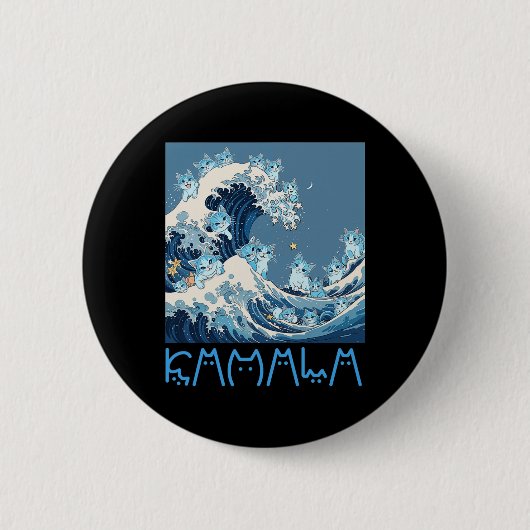 Kamala Harris Blue Cats Wave - For おもしろい Cat Owner 缶バッジ (正面)