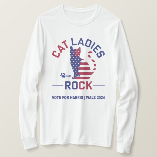 KAMALA HARRIS - CAT LADIES ROCK!長袖Tシャツ Tシャツ (デザイン正面)