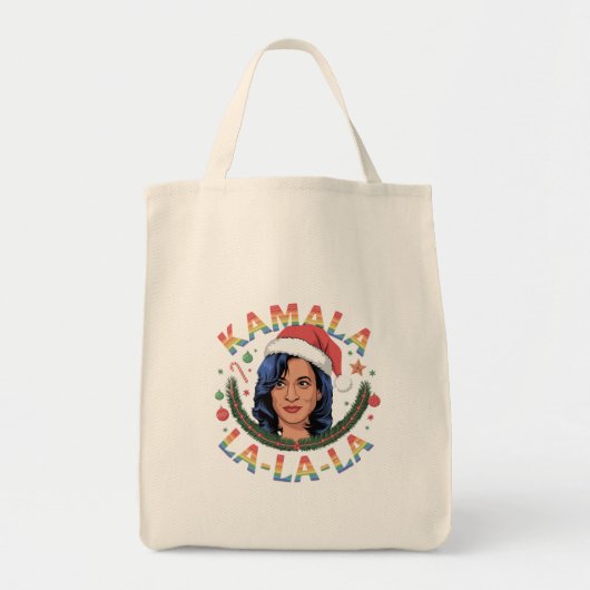 Kamala Harris "Comma La" Christmas 2024 おもしろいクリスマス トートバッグ (正面)