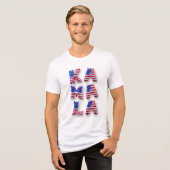 Kamala Harris Democratulate USA国旗のバルーンアルファベット トライブレンドTシャツ (正面全面)