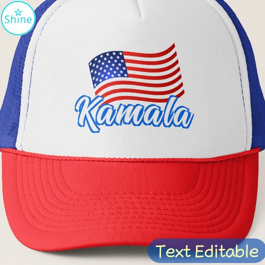 Kamala Harris for President エレガント Script US Flag キャップ