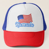 Kamala Harris for President エレガント Script US Flag キャップ (正面)