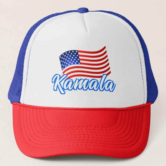 Kamala Harris for President エレガント Script US Flag キャップ (正面)