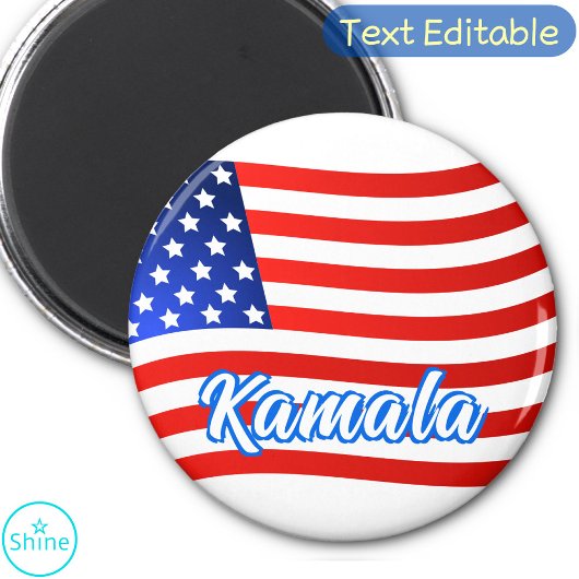 Kamala Harris for President エレガント Script US Flag マグネット