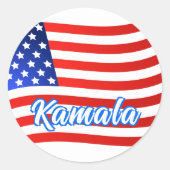 Kamala Harris for President エレガント Script US Flag ラウンドシール (正面)