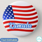 Kamala Harris for President エレガント Script US Flag 缶バッジ