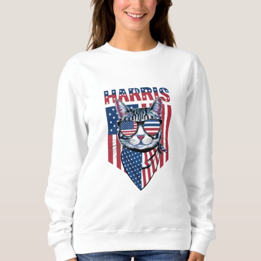 Kamala Harris for President 2024 おもしろい Cat スウェットシャツ (正面)