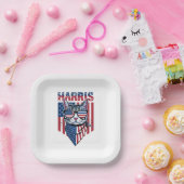 Kamala Harris for President 2024 おもしろい Cat ペーパープレート (パーティー)