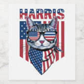 Kamala Harris for President 2024 おもしろい Cat ワインラベル (シングルラベル)