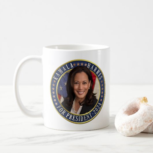 Kamala Harris for President 2024 Democrat Photo コーヒーマグカップ (ドーナツ)