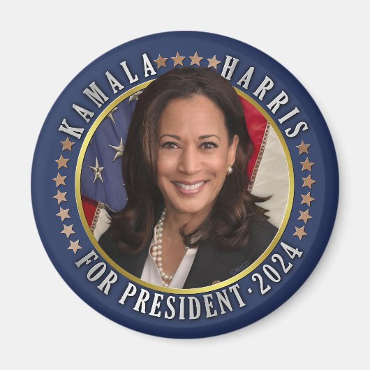 Kamala Harris for President 2024 Democrat Photo マグネット (正面)