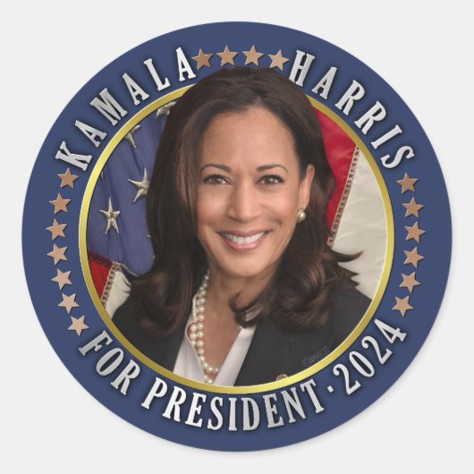 Kamala Harris for President 2024 Democrat Photo ラウンドシール (正面)