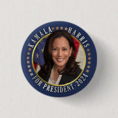 Kamala Harris for President 2024 Democrat Photo 缶バッジ (正面)