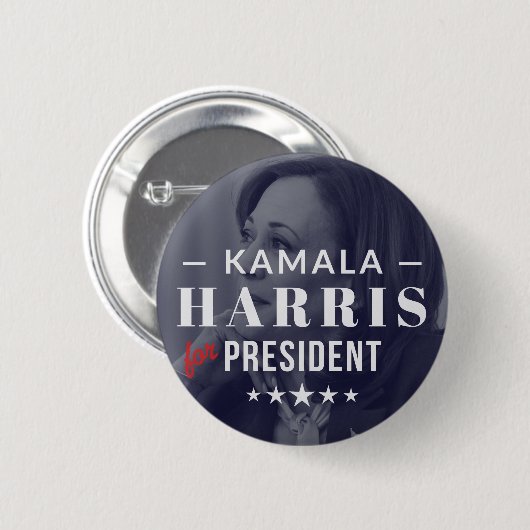 Kamala Harris for President 2024 Photo Button Pin 缶バッジ (正面&裏面)